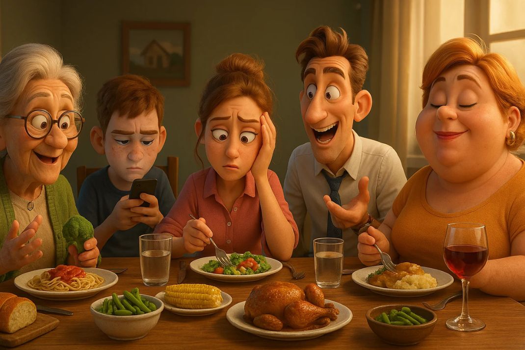 Scène de repas de famille utilisée pour expliquer le persona marketing