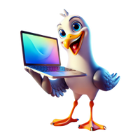 Flappy portant un ordinateur